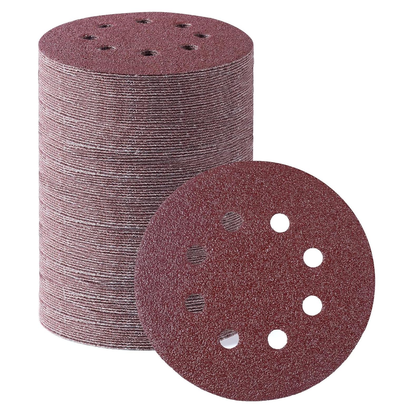 MIDO Professioanl Abrasive Sanding Discs 110 PCS Sandpaper 5 Inch 8 Hole Sanding Pads 40 Grit Sanding Disc Hook and Loop Round Orbital Sander Pads for Sanding