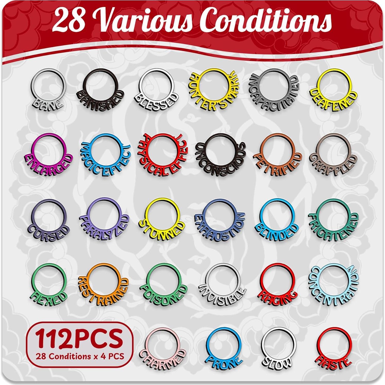 112 Anillos de Estado DND Byhoo con Soporte y Marcadores