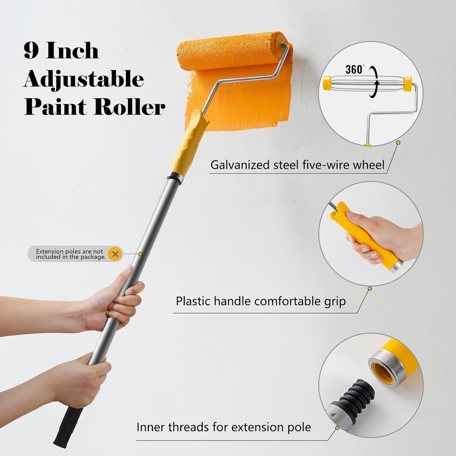 Kit de Rodillos de Pintura YiBaiBrush 18 Piezas 22,86 cm