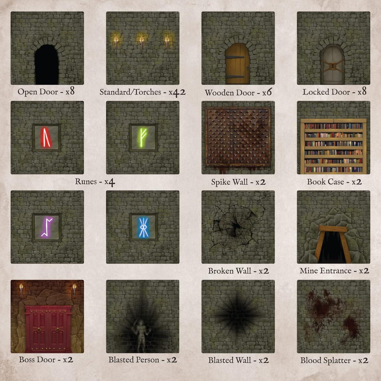 Losetas de Pared para Mazmorras Stratagem 100 Piezas 3D RPG