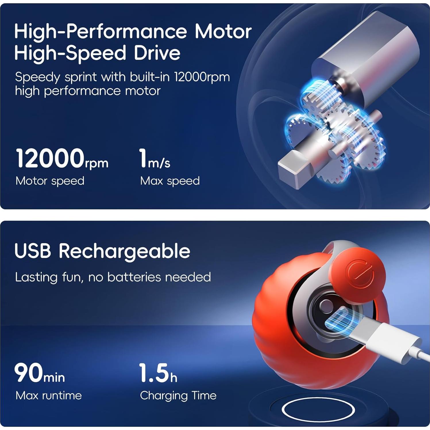 Juguete Interactivo para Gatos Potaroma Bola Rodante Naranja