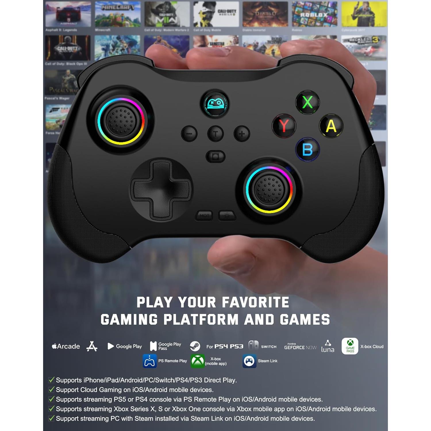 Controlador de Juegos Inalámbrico Joso Z01 para iOS/Android - Negro