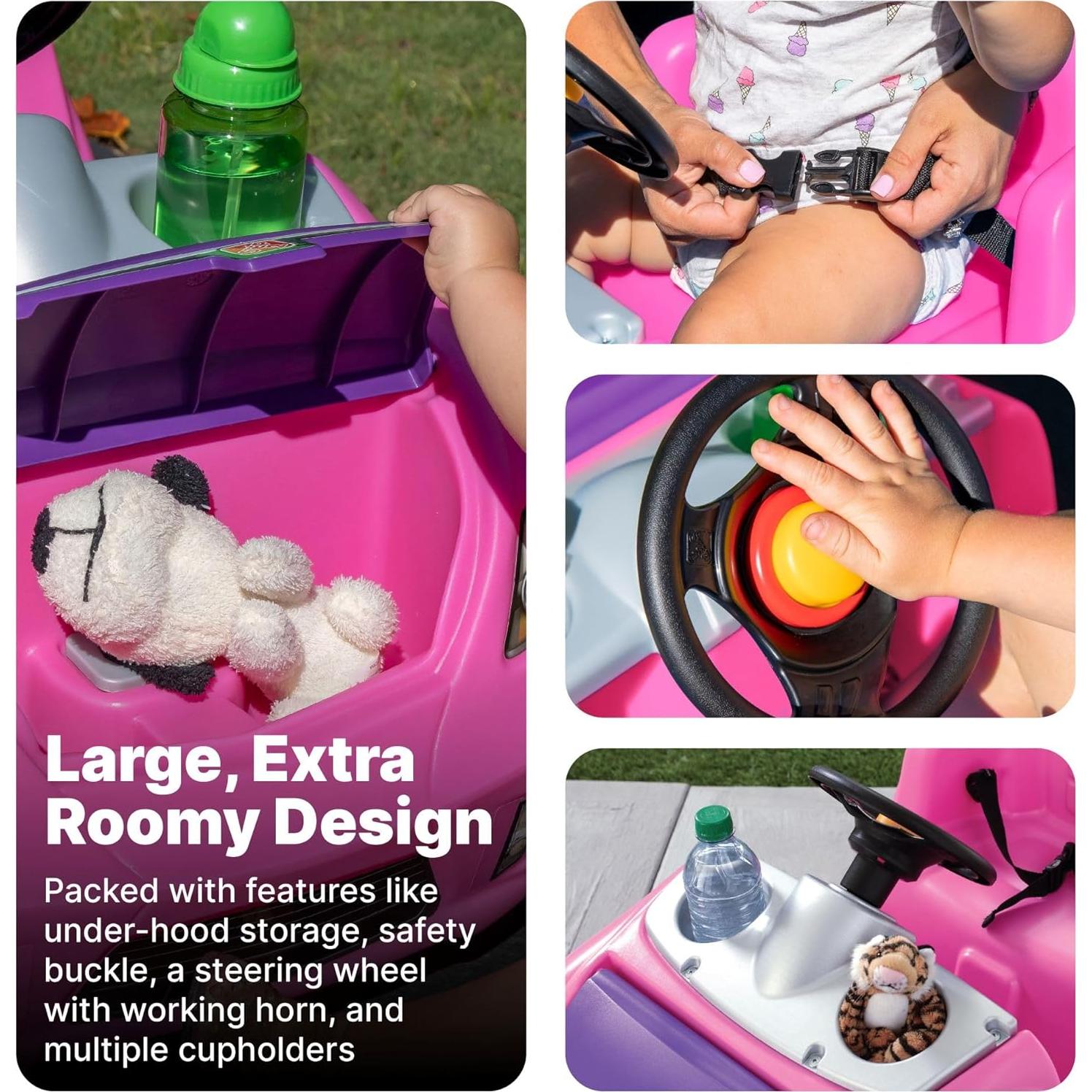 Coche de Empuje Step2 Whisper Ride II Rosa para Niños 1.5-4 Años