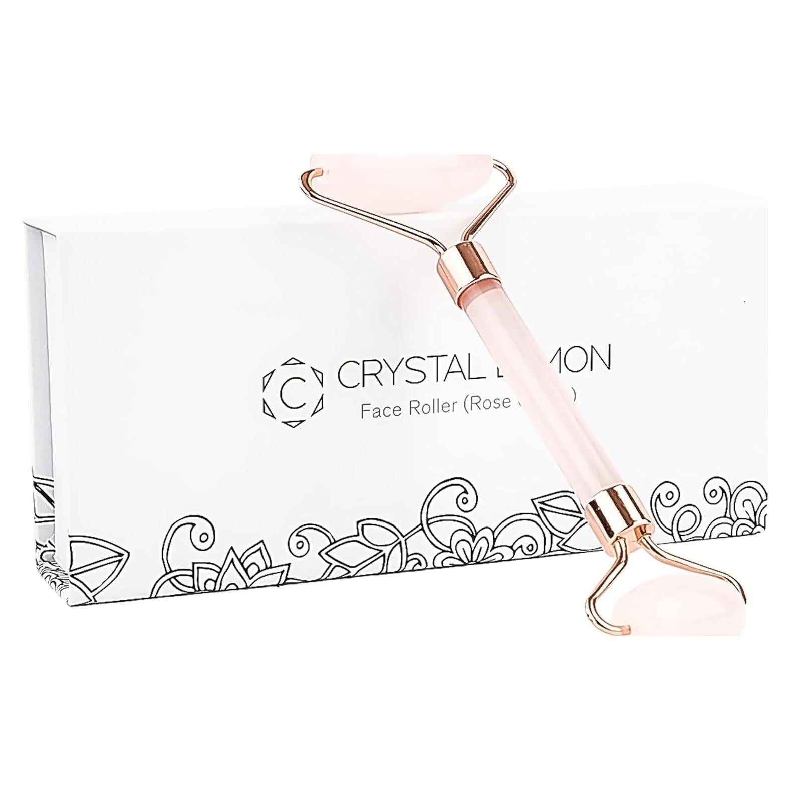 Rodillo de Jade Natural Crystal Lemon - Cuarzo Rosa Facial
