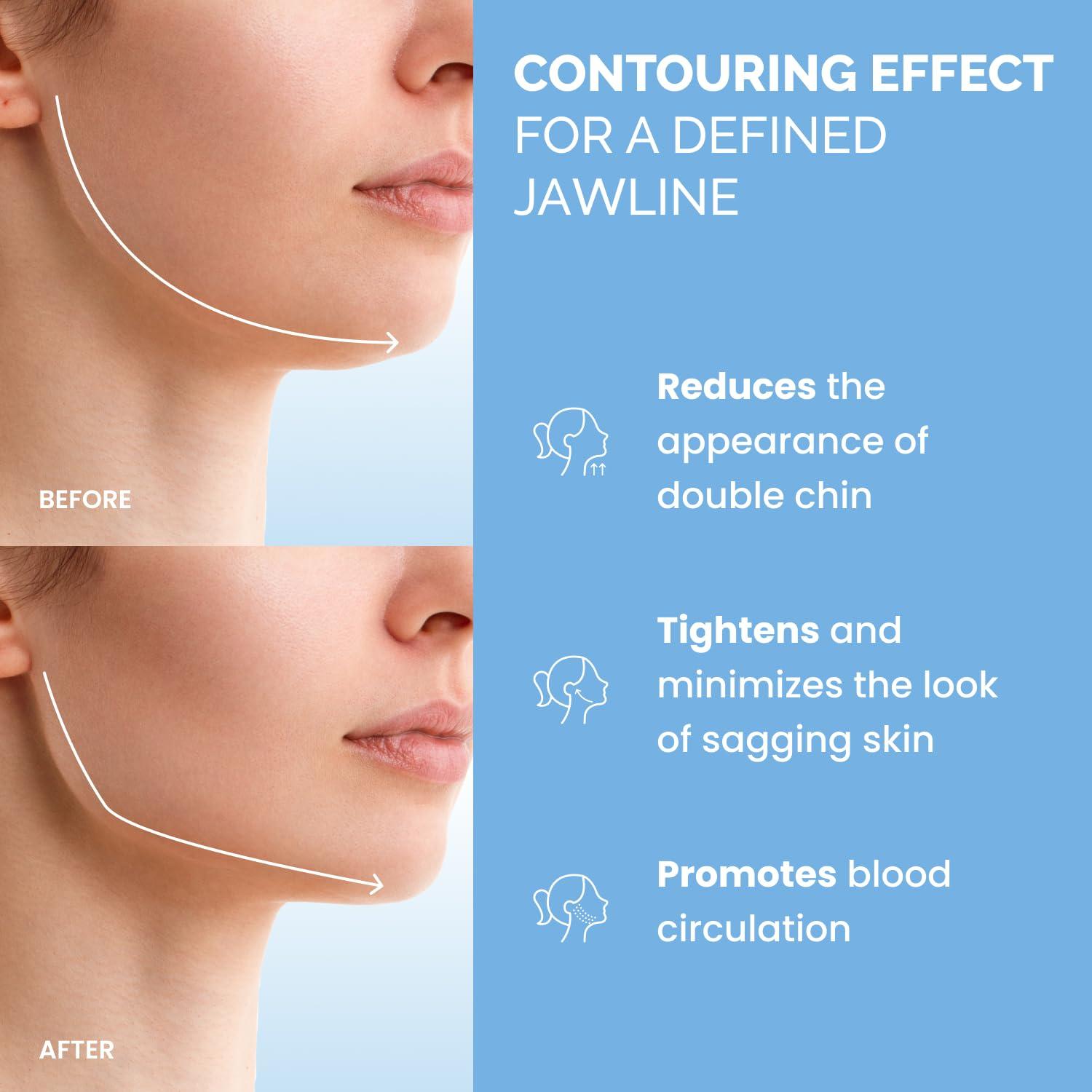 PLANTIFIQUE Chin Strap for Face Contouring - Reusable V Line Ice Silk Fabric Mask - Double Chin Shaping, Adjustable, Breathable Fabric - Jawline Shaper for Women & Men