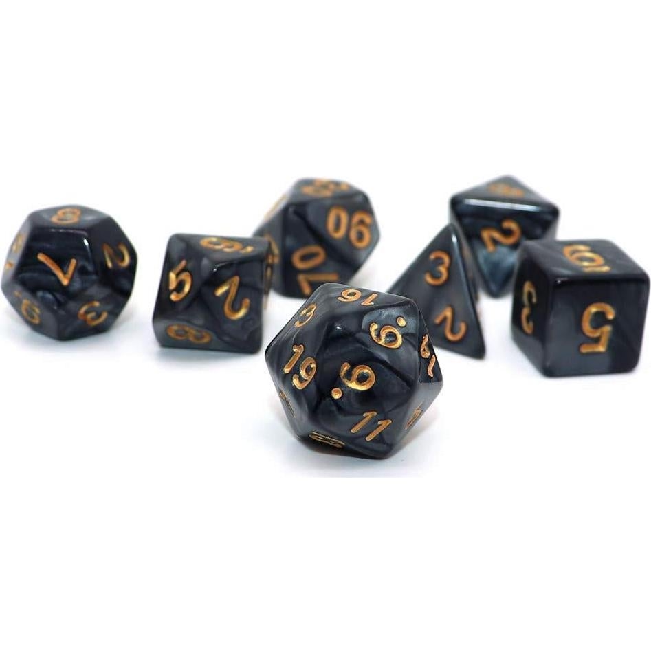 Juego de Dados Poliedricos CREEBUY 7 Piezas Perla Negra