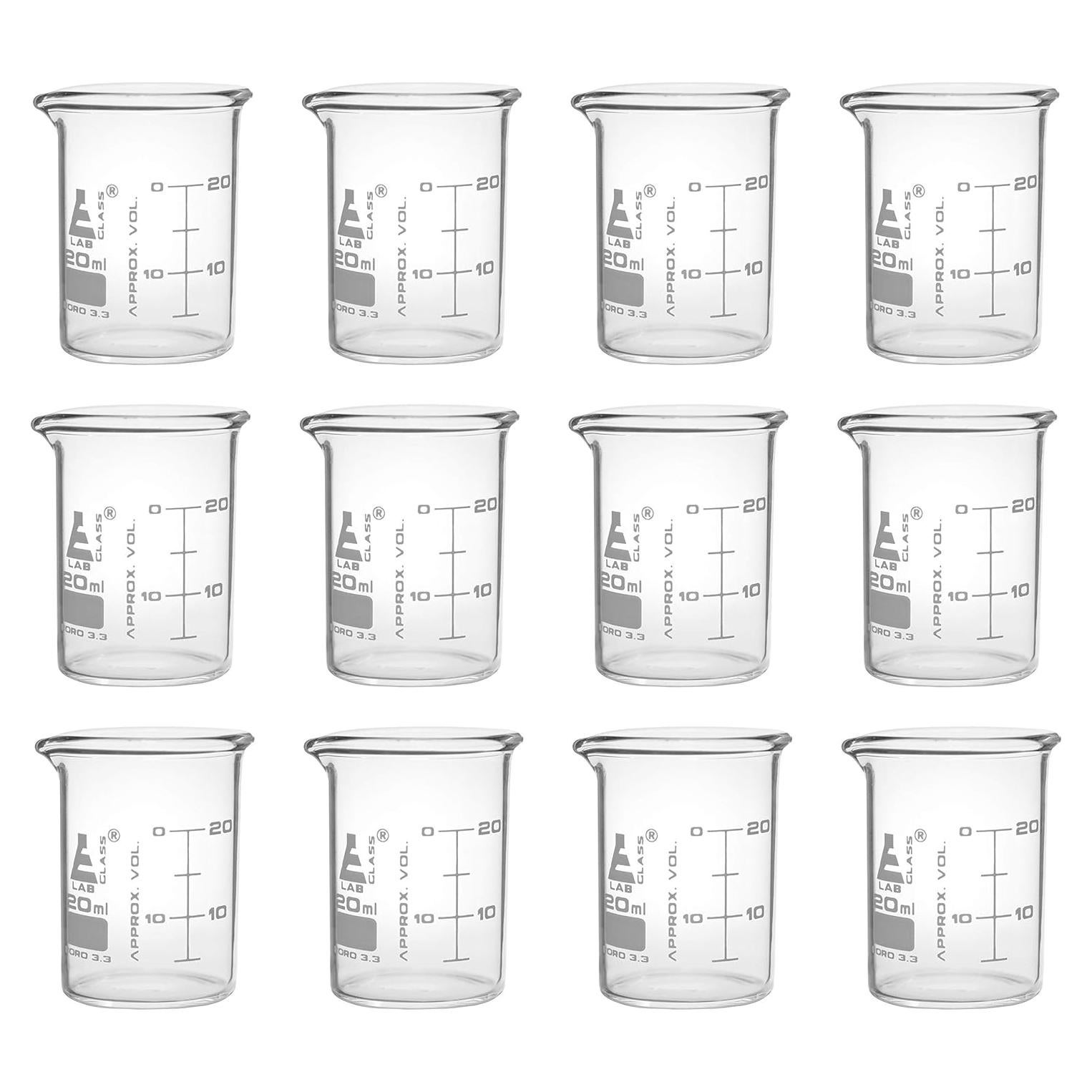 Vasos de Precipitados EISCO 12PK 20ml Vidrio Borosilicato