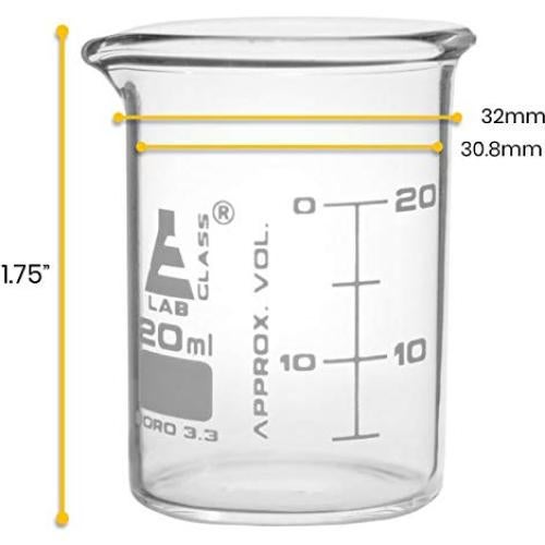 Vasos de Precipitados EISCO 12PK 20ml Vidrio Borosilicato