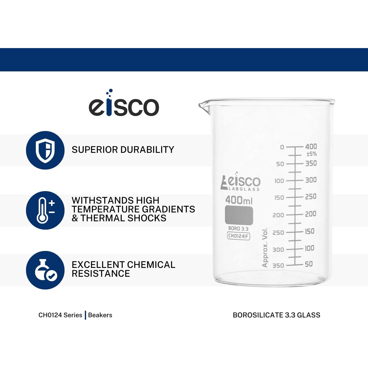 Vasos de Precipitados EISCO 12PK 20ml Vidrio Borosilicato