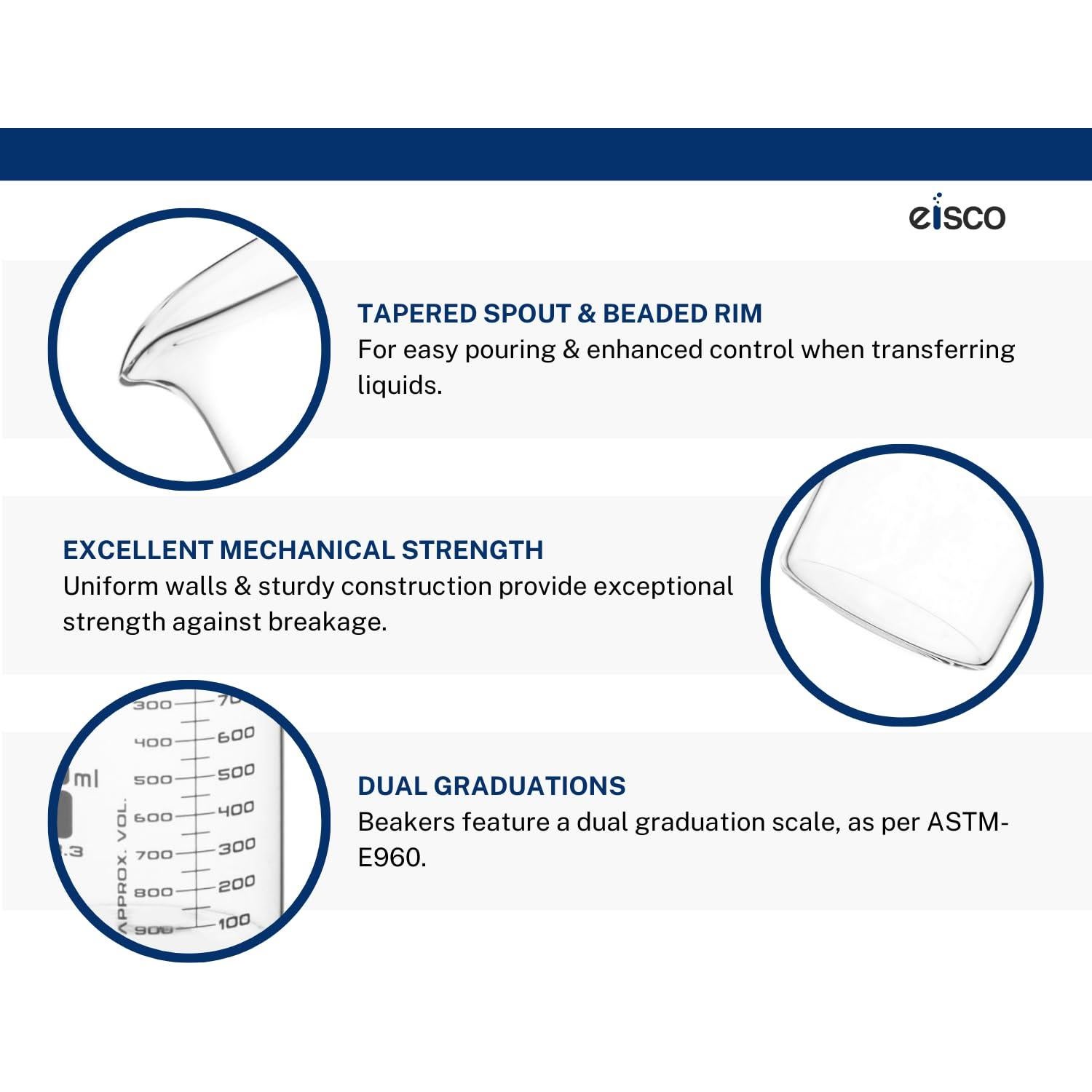 Vasos de Precipitados EISCO 12PK 20ml Vidrio Borosilicato