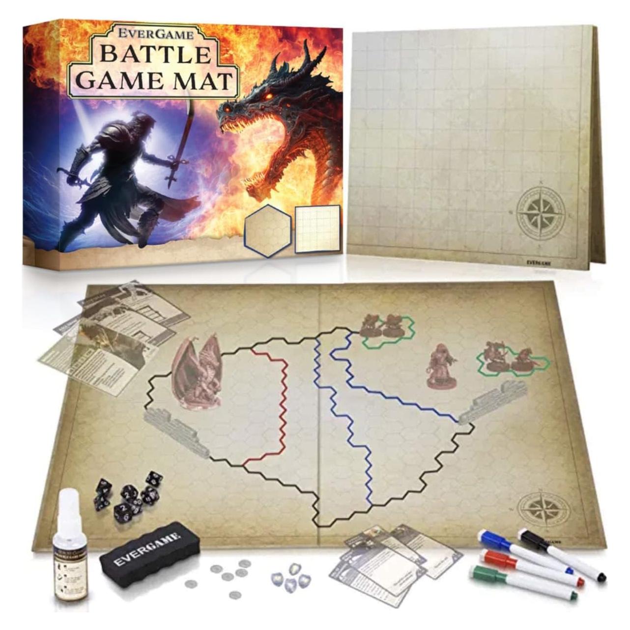 Tapete de Juego D&D EVERGAME 58x69 cm Doble Cara con Dados