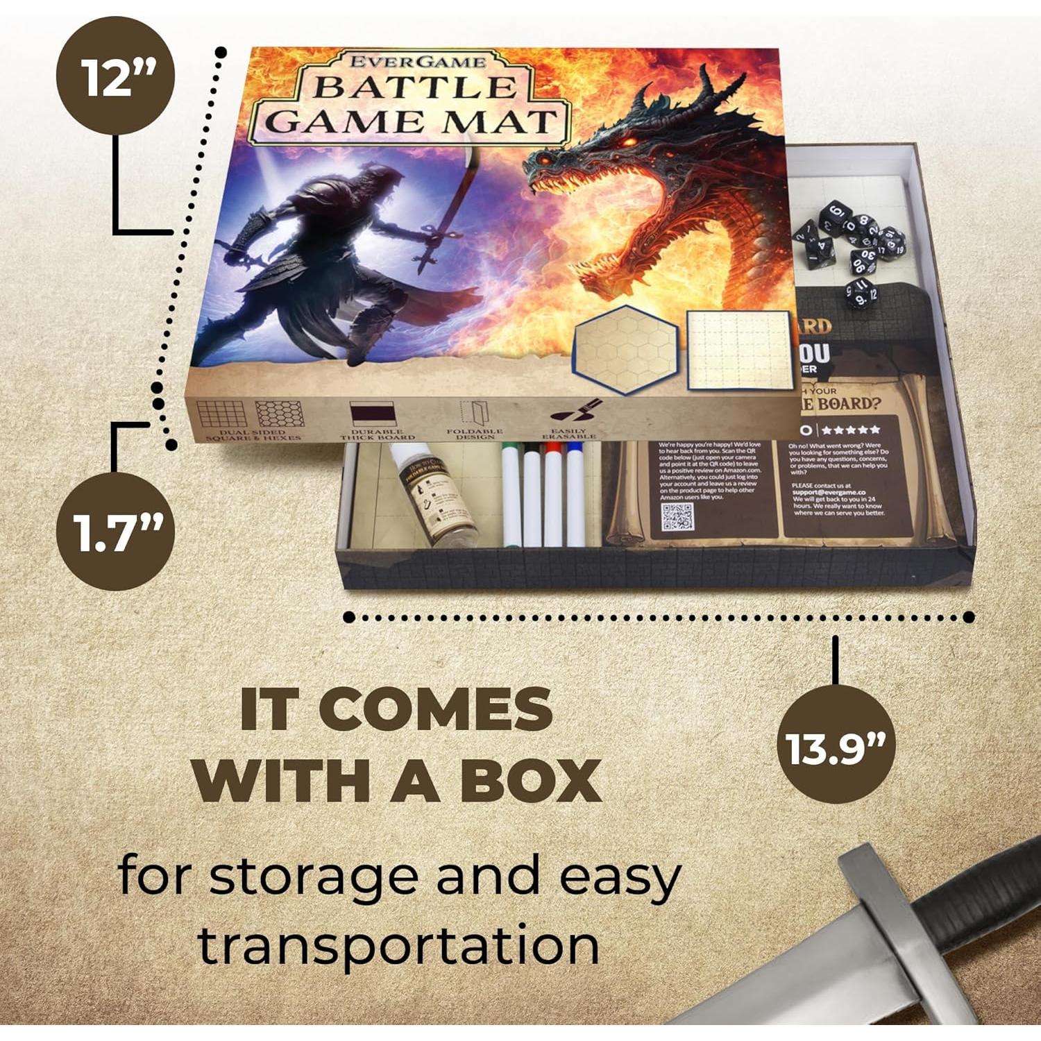 Tapete de Juego D&D EVERGAME 58x69 cm Doble Cara con Dados