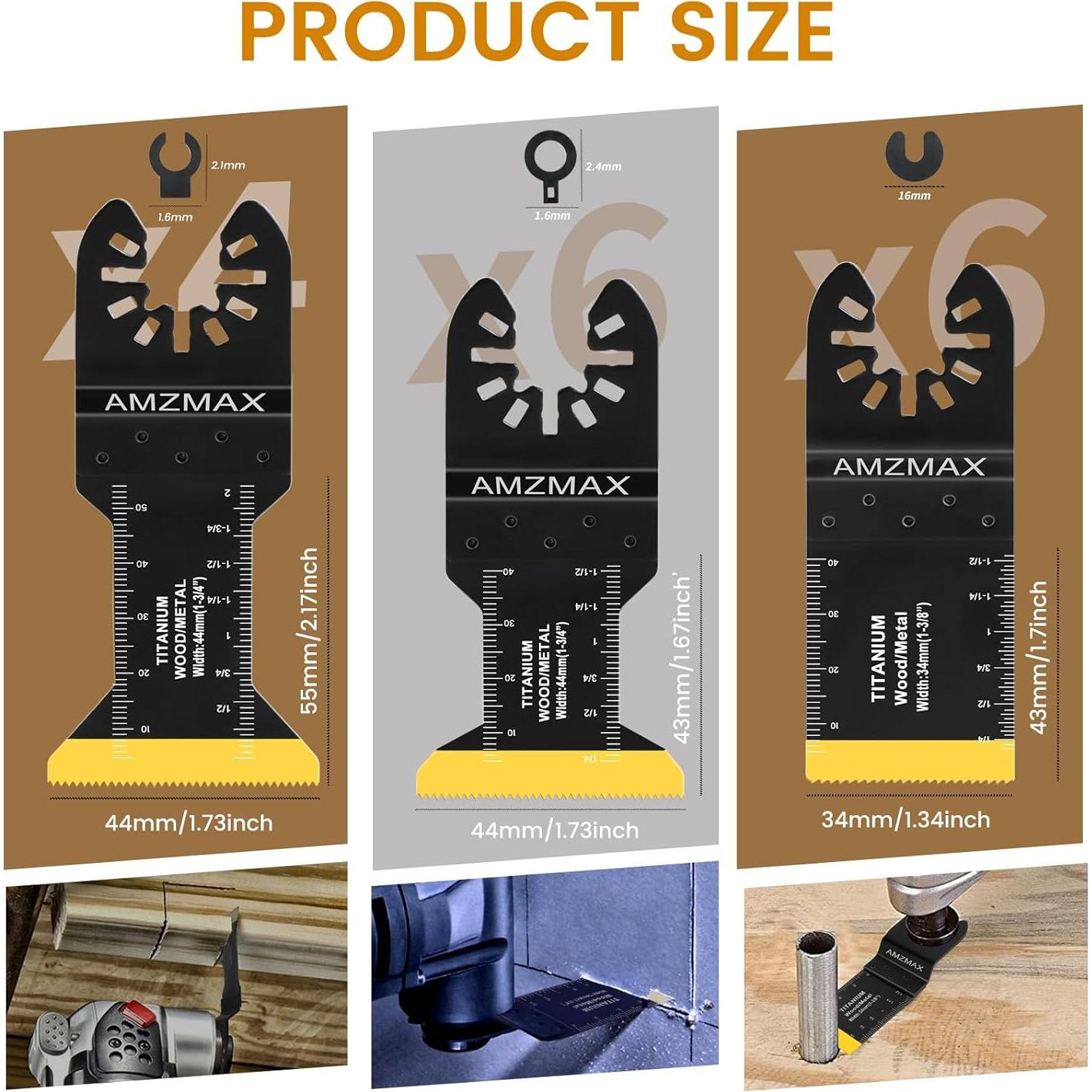 Kit de 16 Hojas de Sierra Oscilante Titanio AMZMAX para Multitool