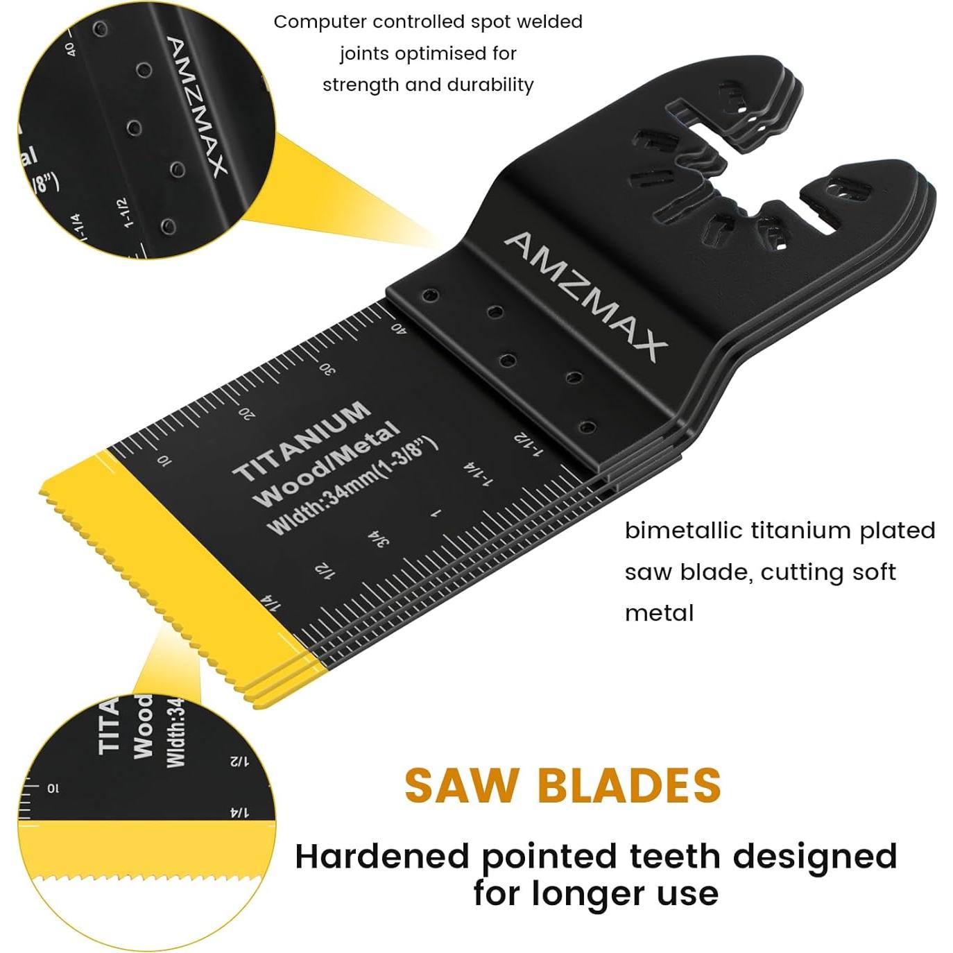 Kit de 16 Hojas de Sierra Oscilante Titanio AMZMAX para Multitool