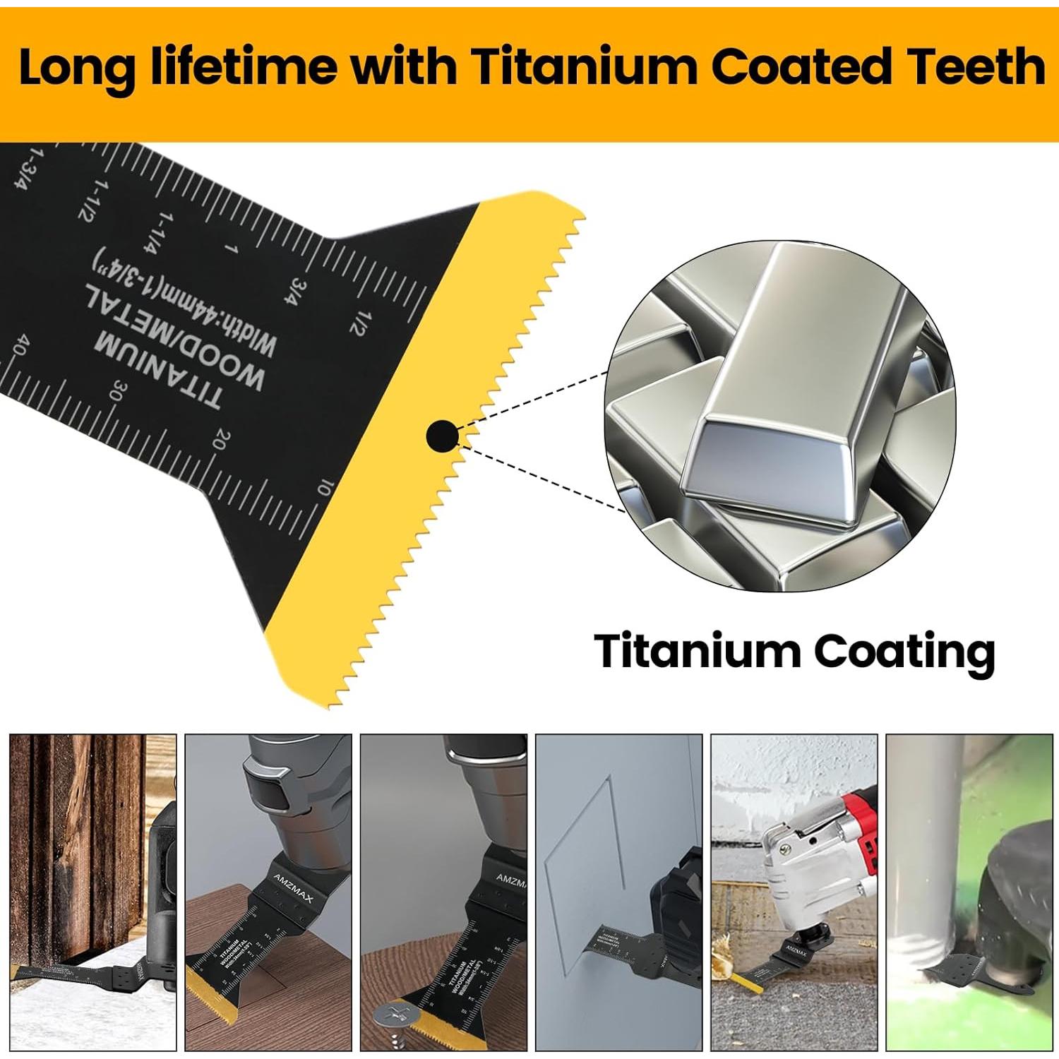 Kit de 16 Hojas de Sierra Oscilante Titanio AMZMAX para Multitool
