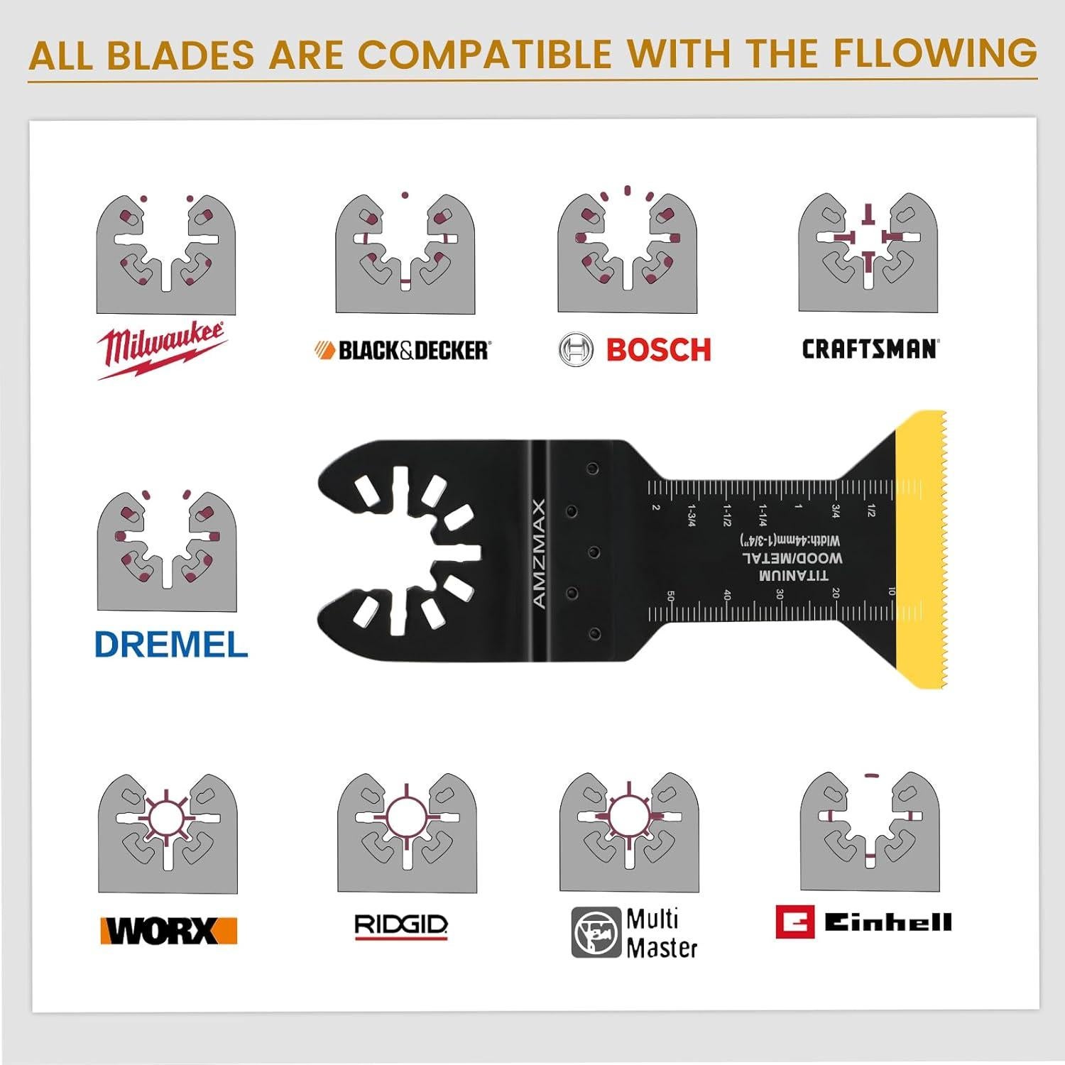 Kit de 16 Hojas de Sierra Oscilante Titanio AMZMAX para Multitool