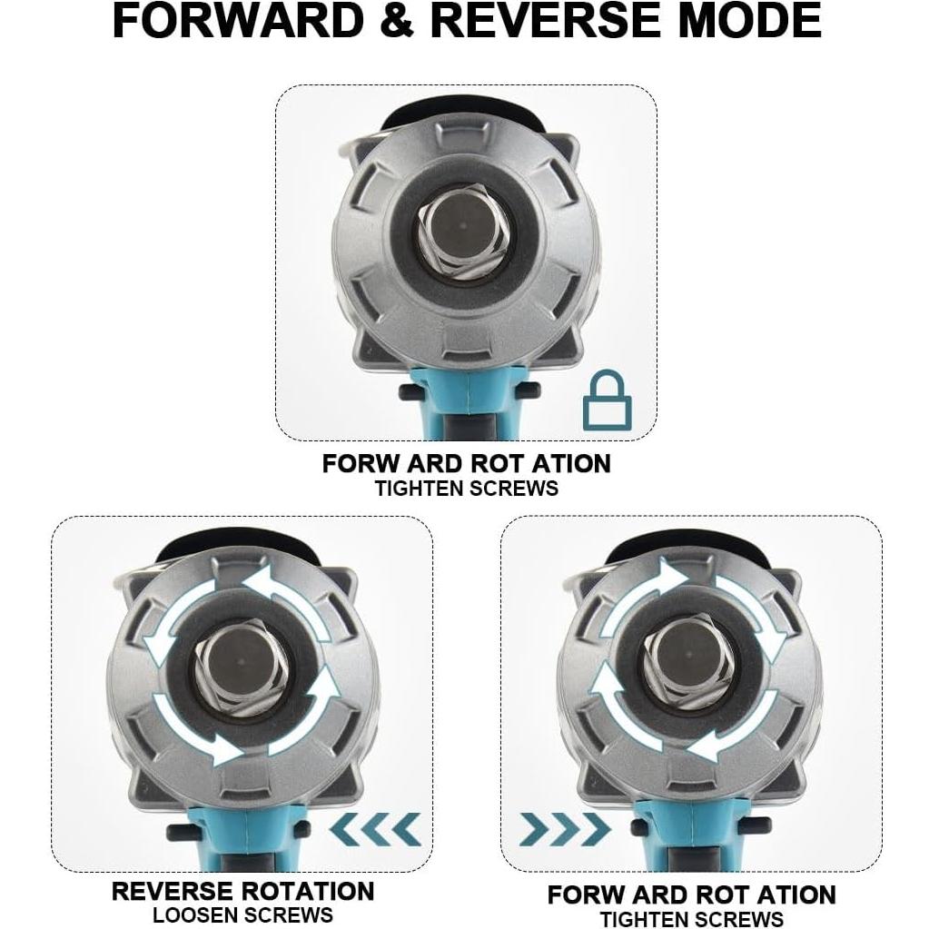 Llave de Impacto Inalámbrica AUTOJARE 3/4" 2000 N.m con 2 Baterías