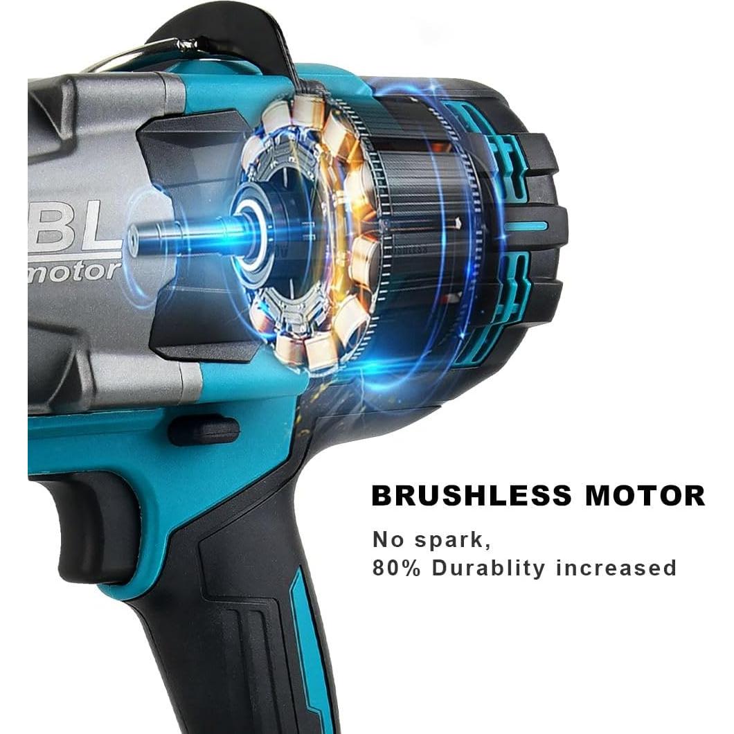 Llave de Impacto Inalámbrica AUTOJARE 3/4" 2000 N.m con 2 Baterías