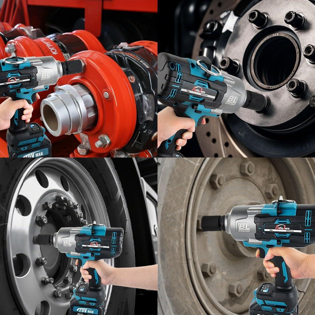 Llave de Impacto Inalámbrica AUTOJARE 3/4" 2000 N.m con 2 Baterías