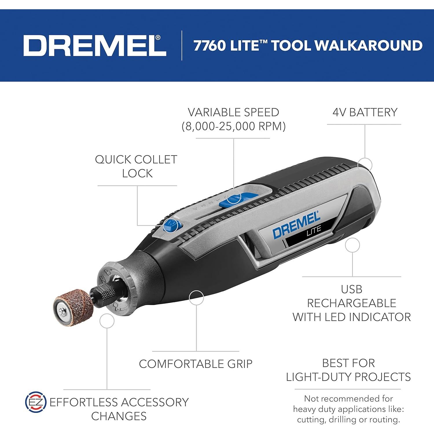 Dremel Lite 7760 N/10 Herramienta Rotativa Inalámbrica 4V
