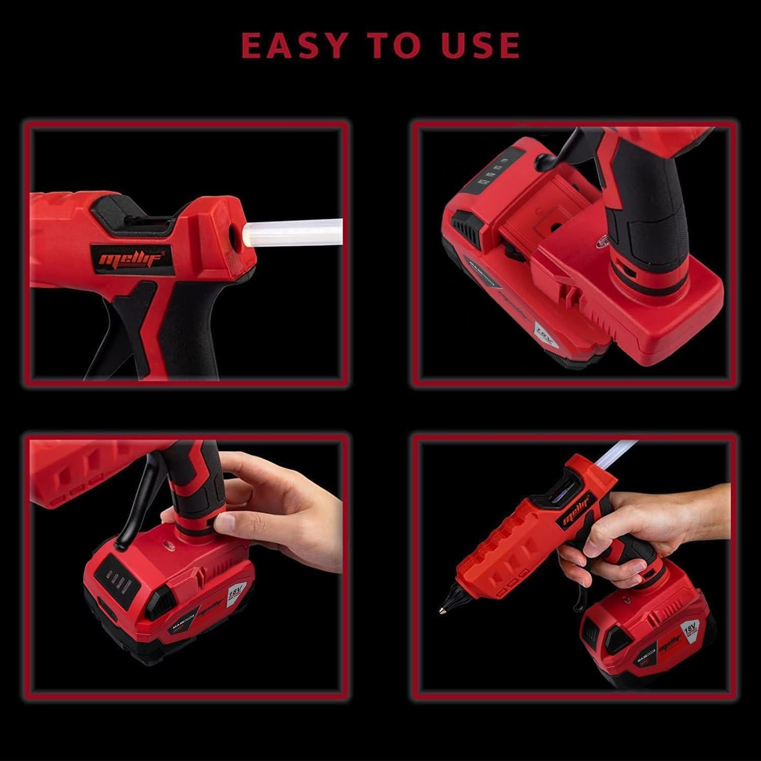 Pistola de Pegamento Caliente Inalámbrica Mellif 18V 100W