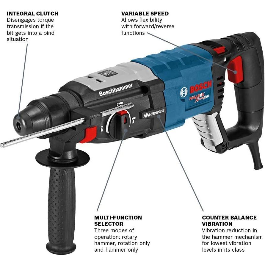 Martillo Rotativo Bosch GBH2-28L 850W con 6 Brocas SDS-plus