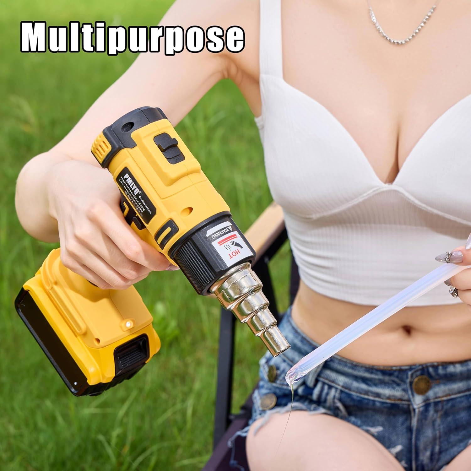 Cordless Heat Gun for Dewalt 20v Battery,350W Fast Heating Soldering Hot Air Gun,2-Temp Setting Max 1022°F(550°C),Heat Gun for Tube Bending,Resin & Decorating (Tool Only NO Battery)
