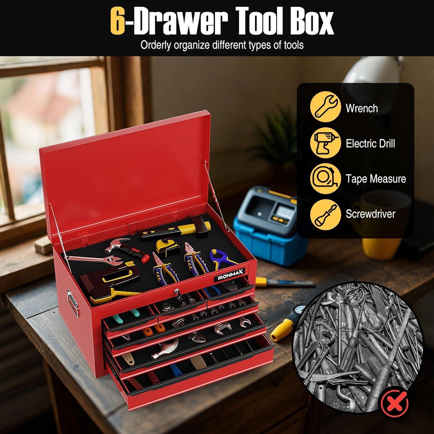 Caja de herramientas ERGOMASTER 61 cm 6 cajones metal rojo