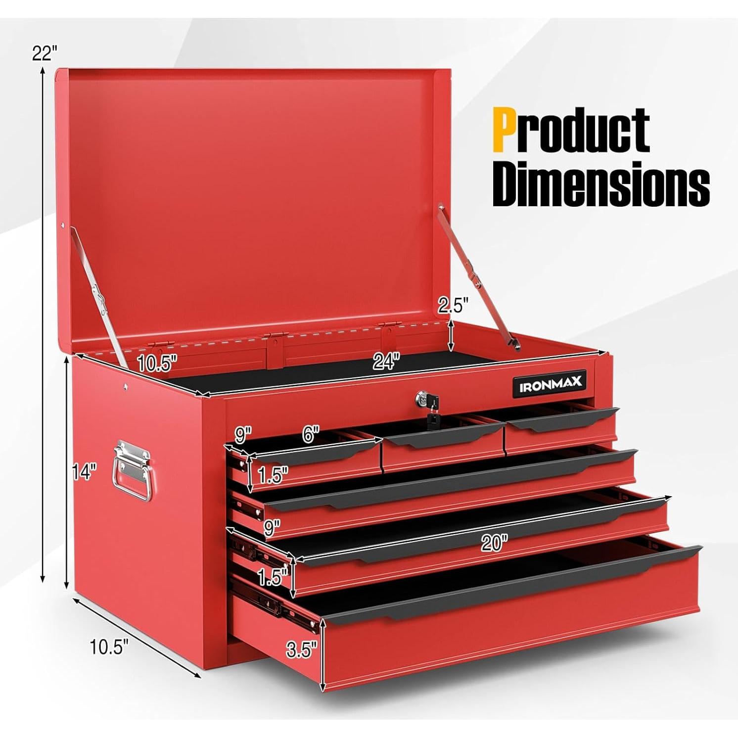 Caja de herramientas ERGOMASTER 61 cm 6 cajones metal rojo