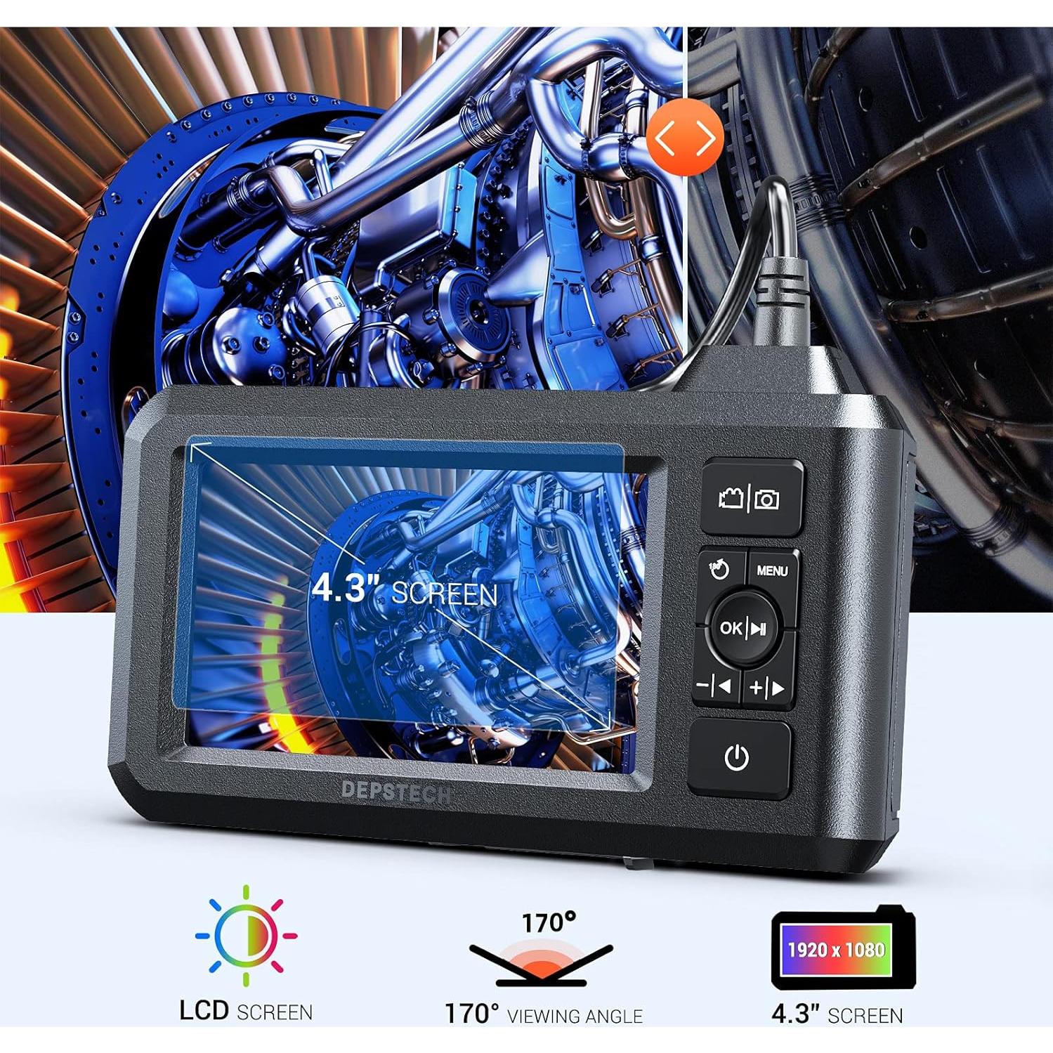 Endoscopio Industrial DEPSTECH DS300, 1080P, 5m, Pantalla 4.3"