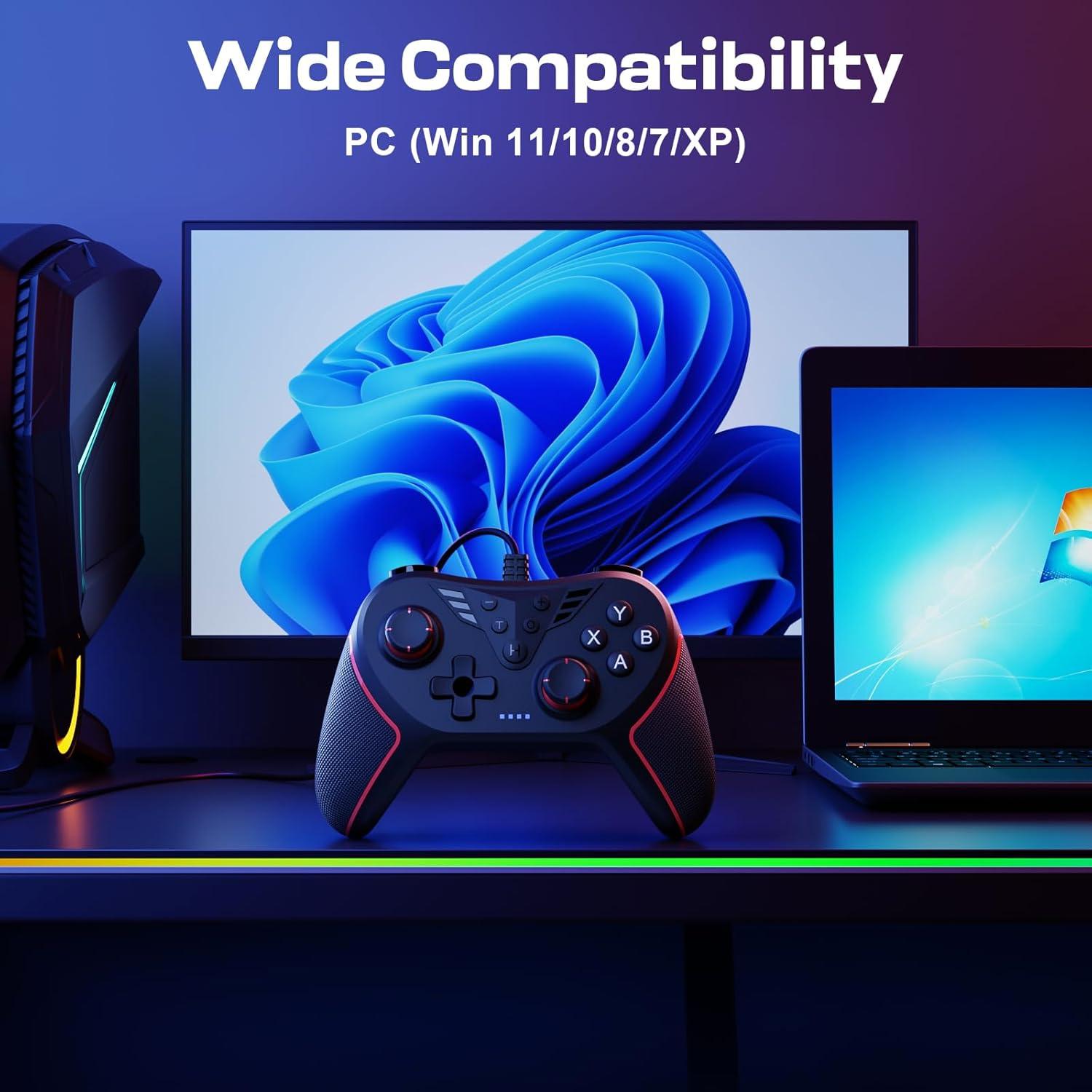 Controlador con cable RivalPlay para PC Negro - 2 botones mapeo