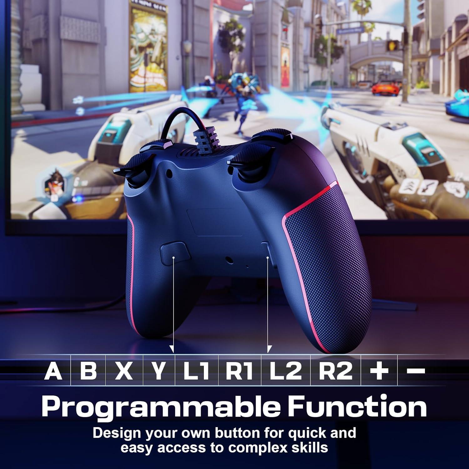 Controlador con cable RivalPlay para PC Negro - 2 botones mapeo