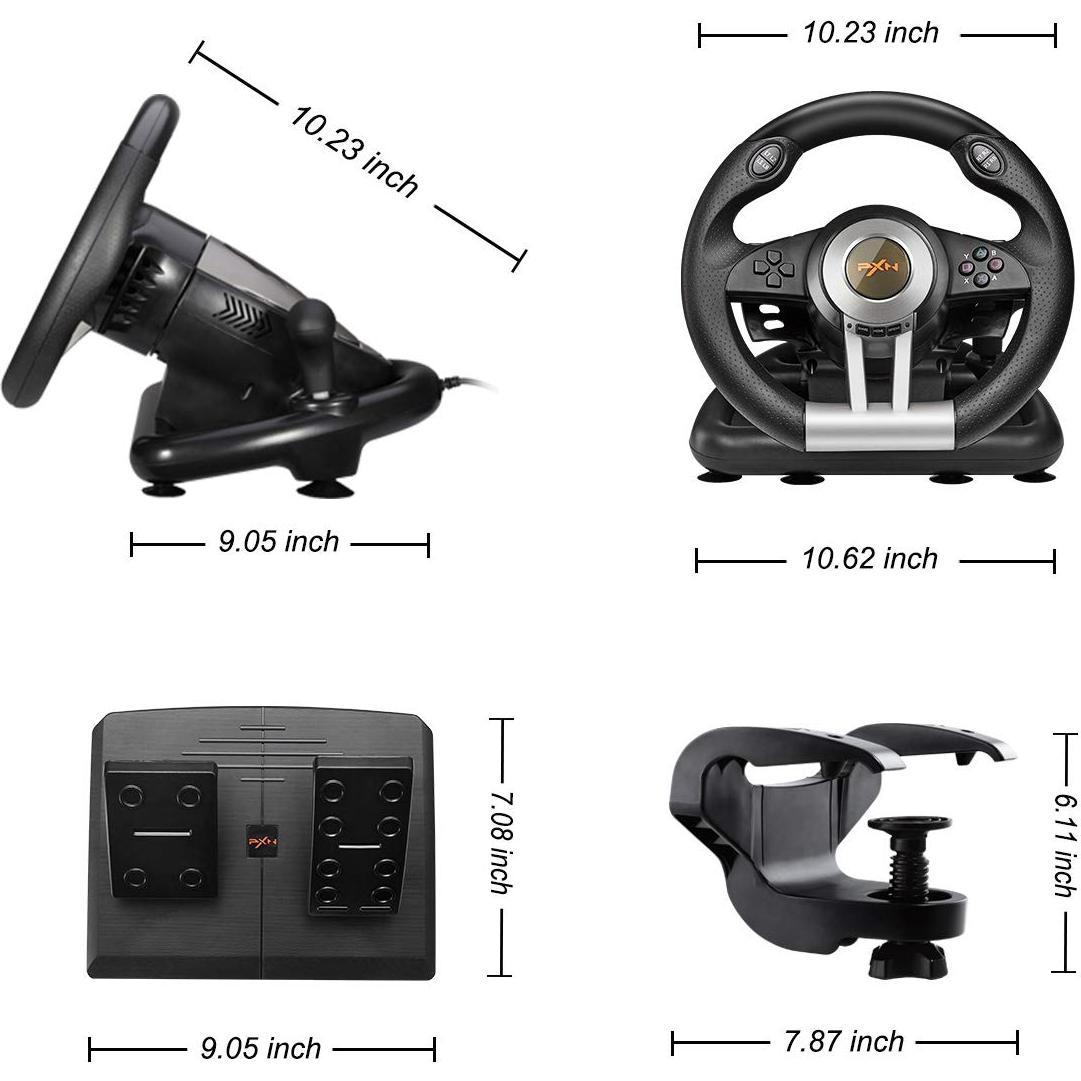 Rueda de Dirección PXN V3III para PC, PS4, Xbox, Switch - Negra