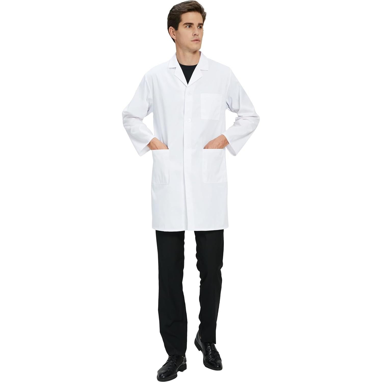 Bata de Laboratorio GOQUCHEP Unisex Larga Algodón Blanco