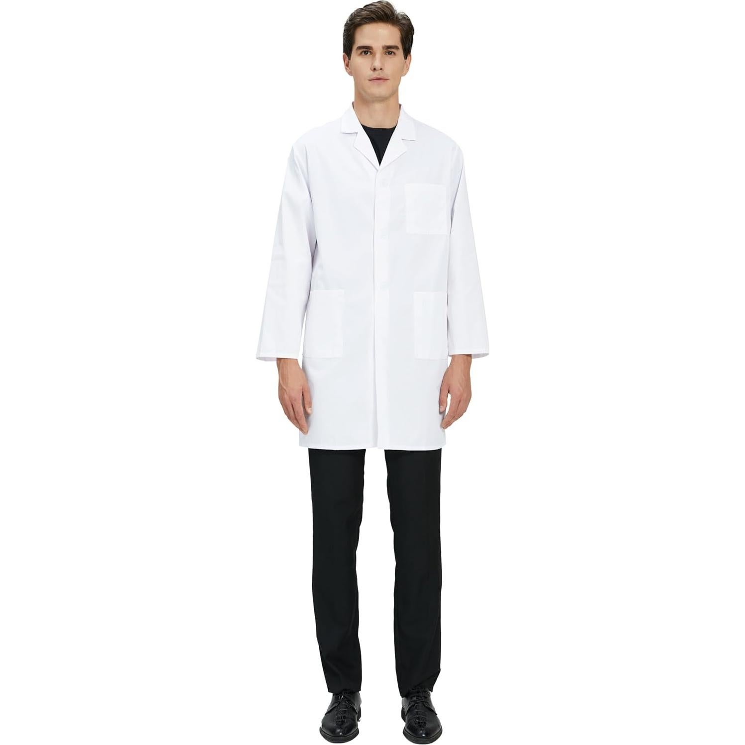 Bata de Laboratorio GOQUCHEP Unisex Larga Algodón Blanco