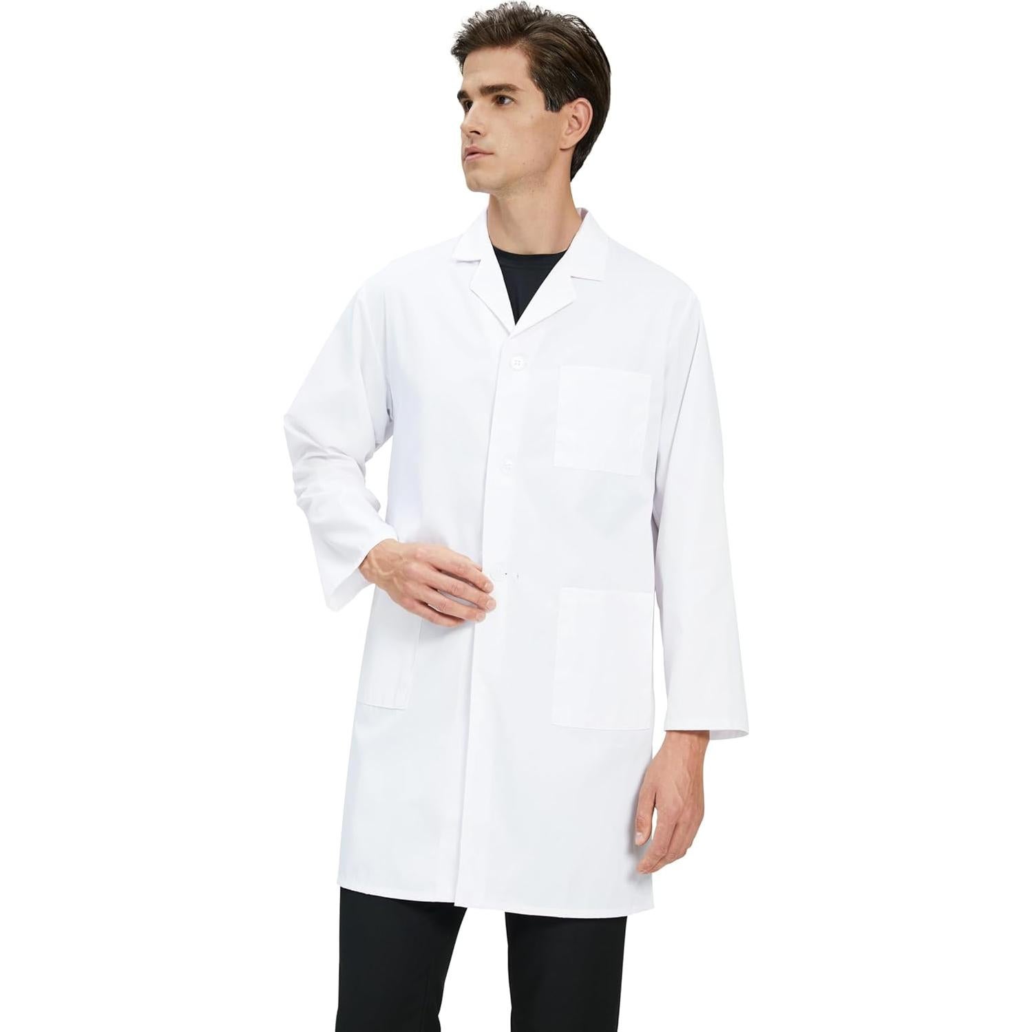 Bata de Laboratorio GOQUCHEP Unisex Larga Algodón Blanco