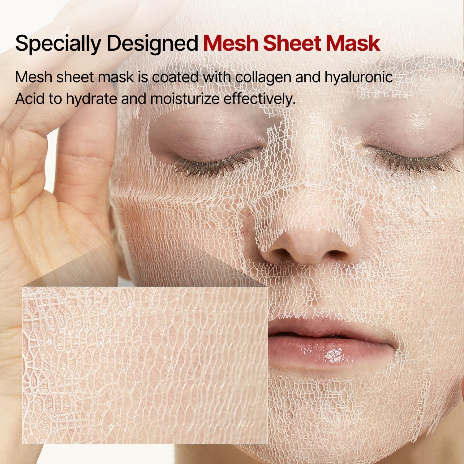 MEDITHERAPY Wrinkle fit Korean Mesh Sheet Masks (7EA), Collagen Mesh Sheet Mask for Glowing Skin, Daily Facial Mask, Hyaluronic acid Facial Mask, Korean Skincare