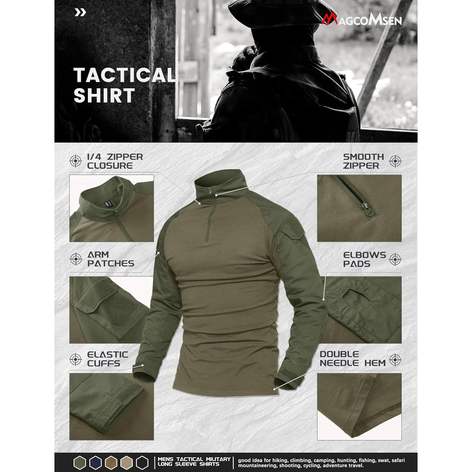 Camisa Táctica Militar para Hombre Magcomsen Verde Ejército M