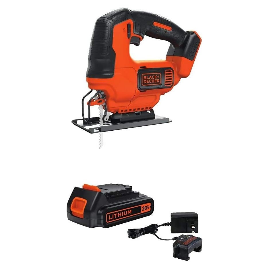 BLACK+DECKER 20V MAX Jig Saw with Lithium Battery & Charger (BDCJS20B & LBXR20CK)