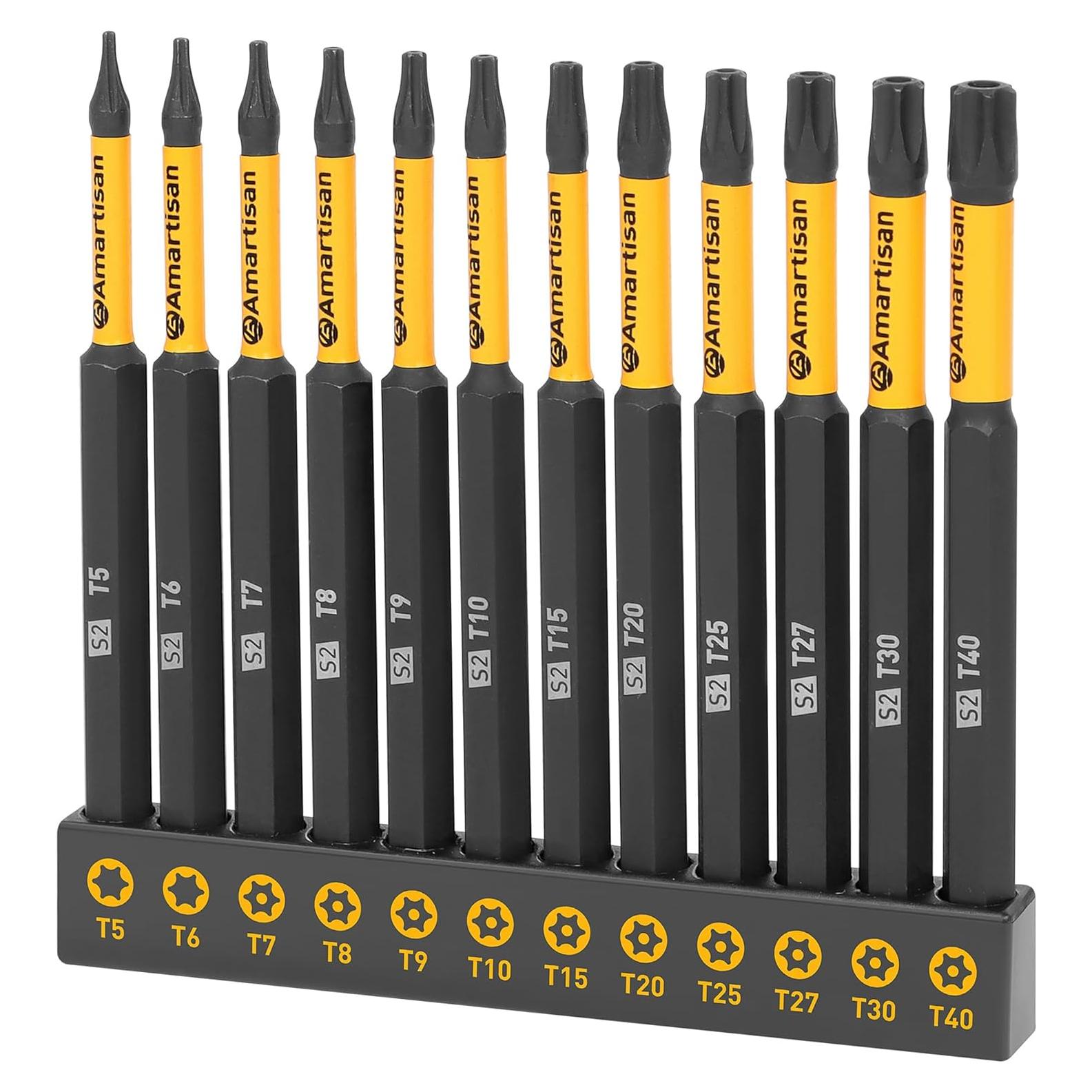 Juego de Puntas Torx 12 Piezas Amartisan Acero S2 10.16 cm