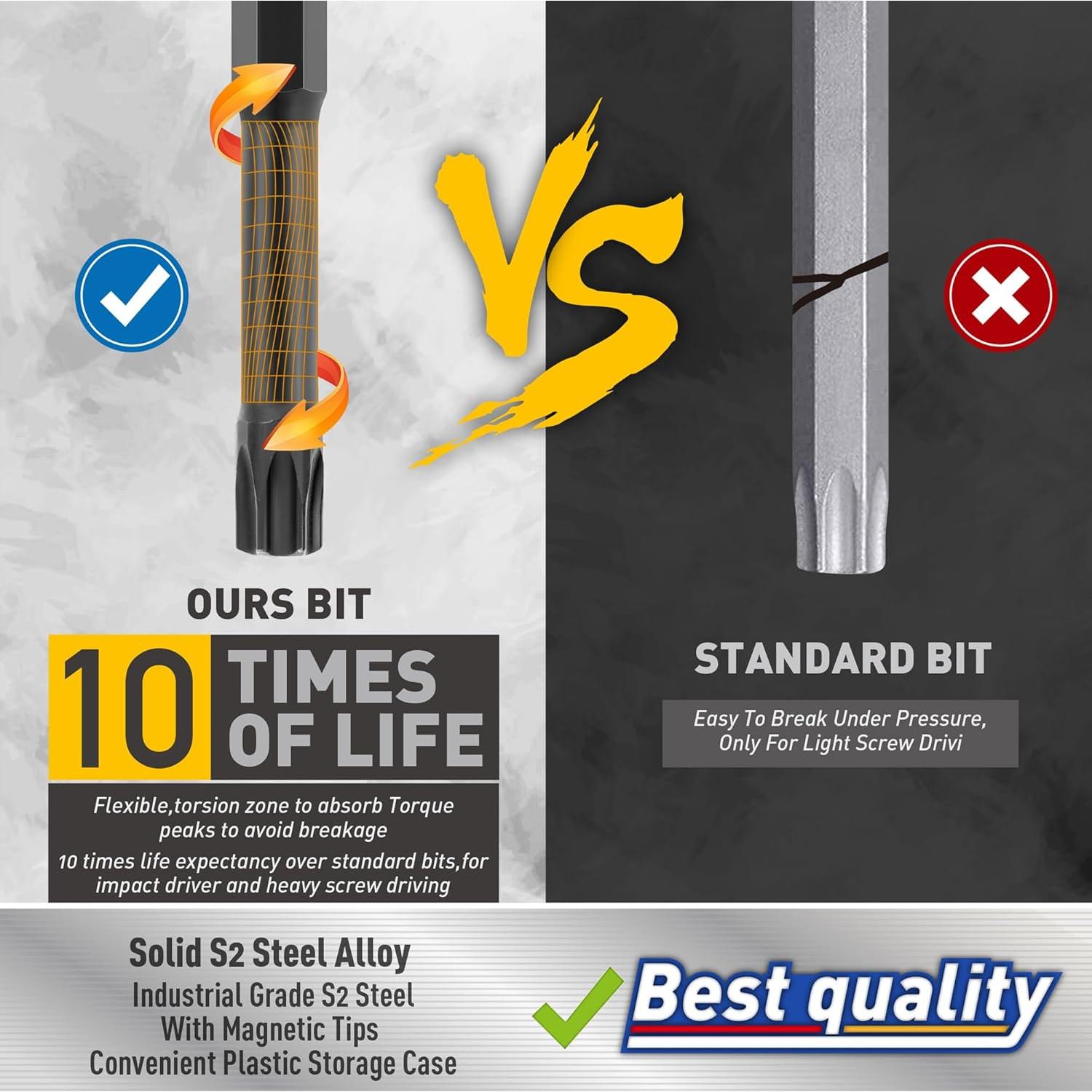 Juego de Puntas Torx 12 Piezas Amartisan Acero S2 10.16 cm