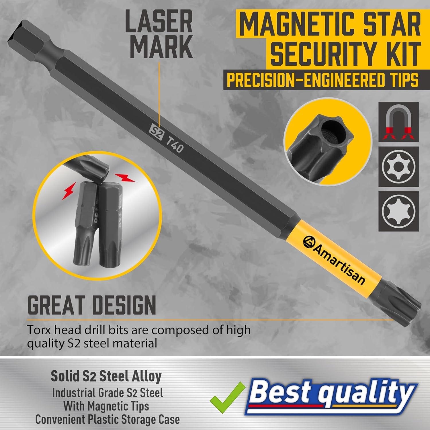 Juego de Puntas Torx 12 Piezas Amartisan Acero S2 10.16 cm