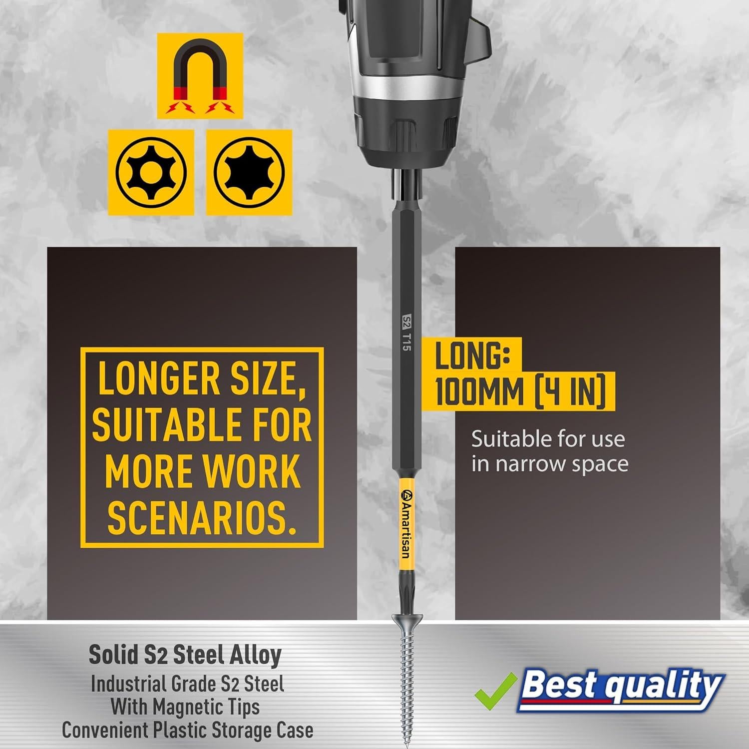 Juego de Puntas Torx 12 Piezas Amartisan Acero S2 10.16 cm