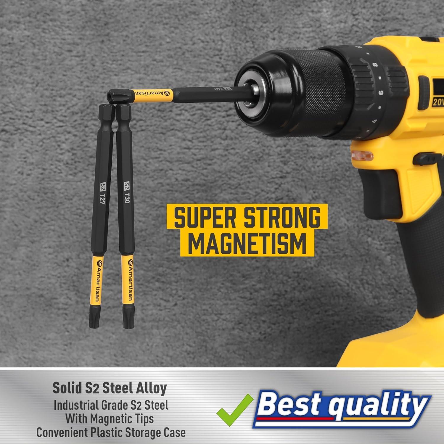 Juego de Puntas Torx 12 Piezas Amartisan Acero S2 10.16 cm