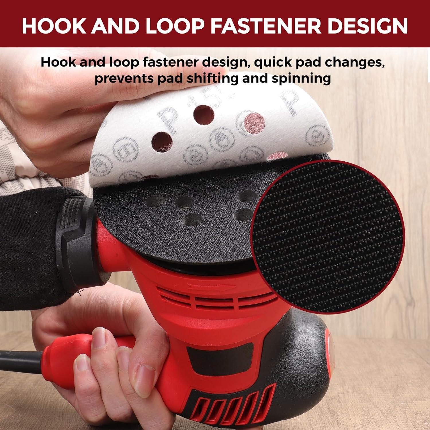 Almohadilla de Lijado 5" POTUINOM 8 Agujeros Gancho y Bucle