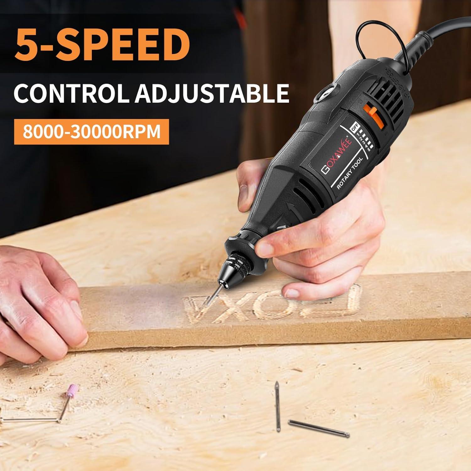 Kit de Herramientas Rotativas GOXAWEE G4007 - 140 Piezas, Velocidad Variable