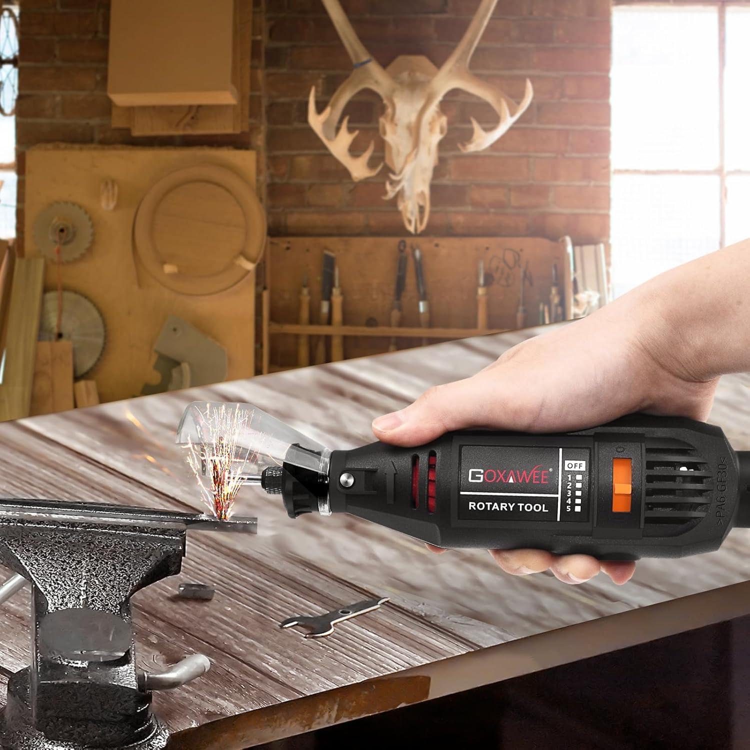 Kit de Herramientas Rotativas GOXAWEE G4007 - 140 Piezas, Velocidad Variable