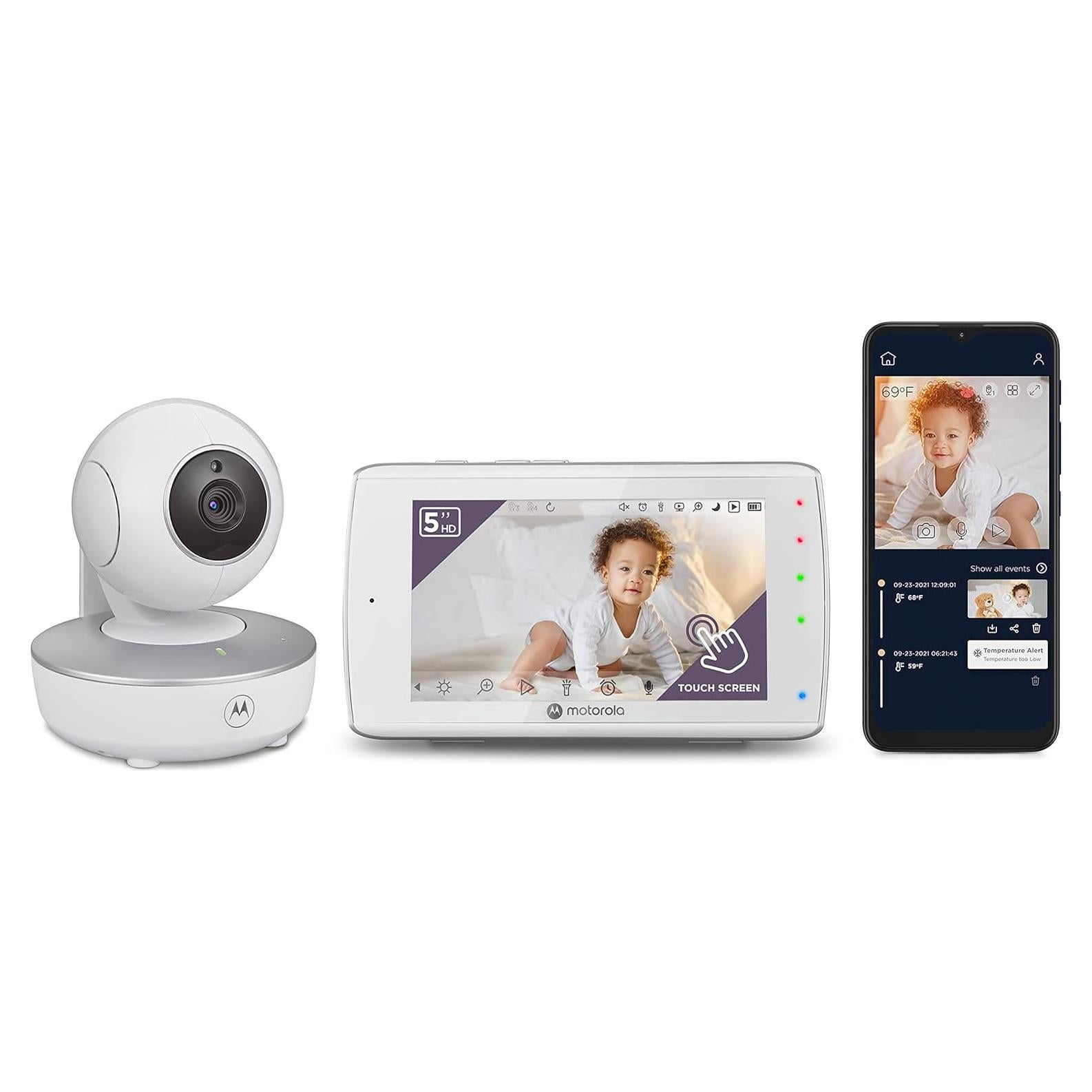 Monitor de Bebé Motorola VM36XL, Pantalla Táctil 5" HD WiFi