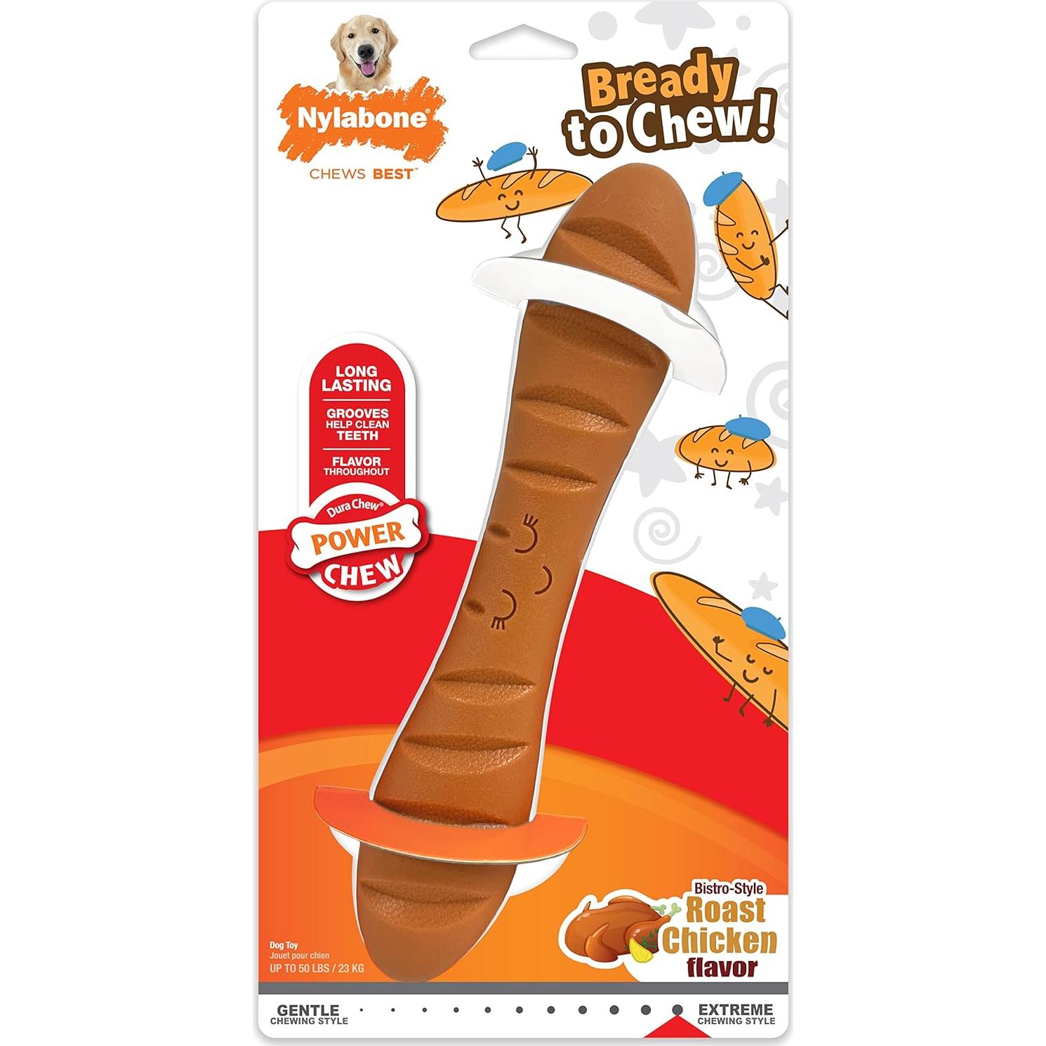 Juguete para Masticar Nylabone Baguette Grande Sabor Pollo