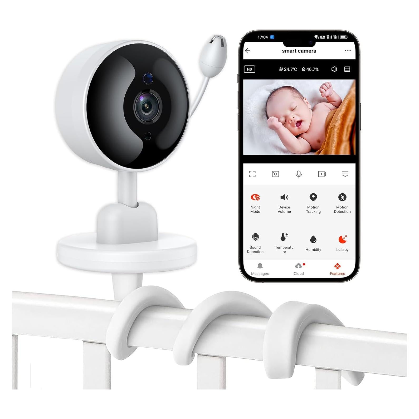 Monitor de Bebé FOUKWAKC 2K con Audio y Visión Nocturna